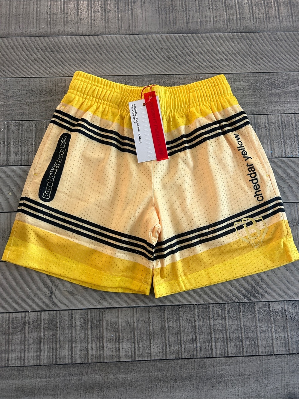 Cheddar Yellow Kids' Yellow Athletic Mesh Shorts